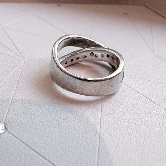 ✨ Vintage .925 Sterling Silver Double Eternity Band – Pave Crystal Sparkle! ✨ - Picture 8 of 15